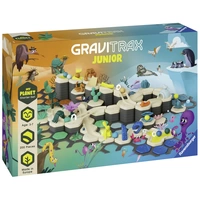 Spielzeugbox-Abbildung: GraviTrax Junior-Set mit Figuren und Spielbahn-Elementen. Empfohlen für Kinder im Alter von 3-7 Jahren. Made in Europe.
